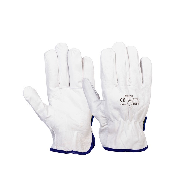 Norwear Driver White Star cow grain leather glove